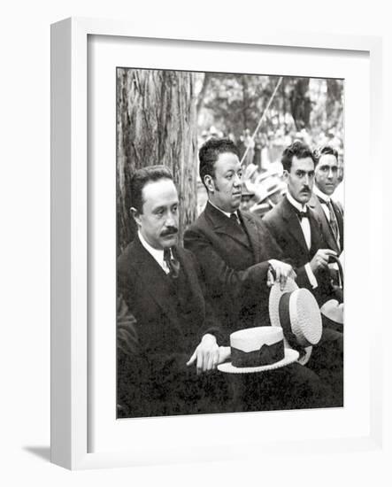 Jose Vasconcelos and Diego Rivera during an Outdoor Event at Chapultepec Park, Mexico City, 1921 (B-Tina Modotti-Framed Giclee Print