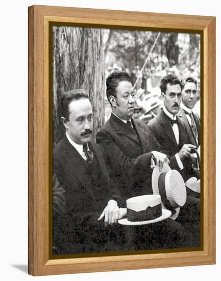 Jose Vasconcelos and Diego Rivera during an Outdoor Event at Chapultepec Park, Mexico City, 1921 (B-Tina Modotti-Framed Premier Image Canvas