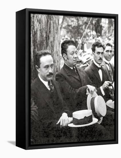 Jose Vasconcelos and Diego Rivera during an Outdoor Event at Chapultepec Park, Mexico City, 1921 (B-Tina Modotti-Framed Premier Image Canvas