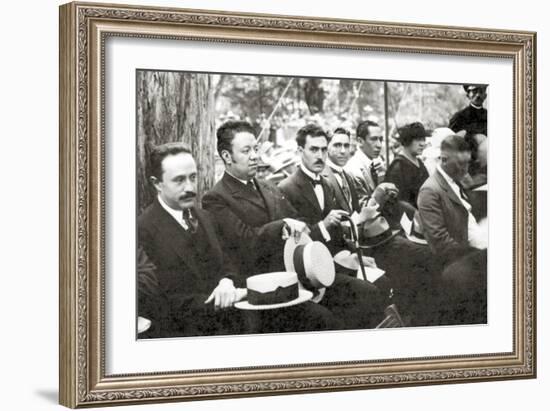 Jose Vasconcelos and Diego Rivera During an Outdoor Event at Chapultepec Park, Mexico City, 1921-Tina Modotti-Framed Giclee Print