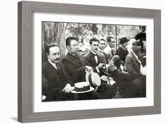 Jose Vasconcelos and Diego Rivera During an Outdoor Event at Chapultepec Park, Mexico City, 1921-Tina Modotti-Framed Giclee Print