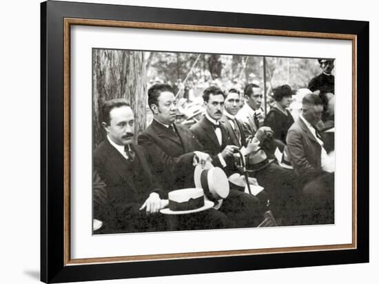 Jose Vasconcelos and Diego Rivera During an Outdoor Event at Chapultepec Park, Mexico City, 1921-Tina Modotti-Framed Giclee Print