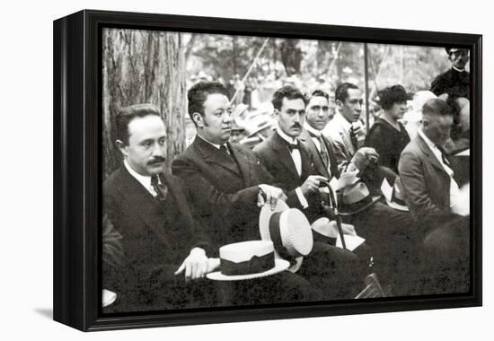 Jose Vasconcelos and Diego Rivera During an Outdoor Event at Chapultepec Park, Mexico City, 1921-Tina Modotti-Framed Premier Image Canvas
