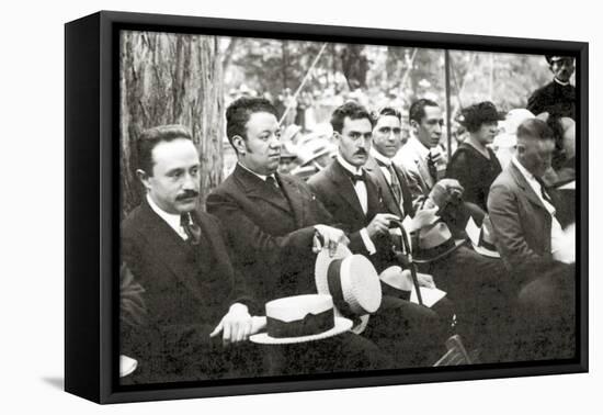 Jose Vasconcelos and Diego Rivera During an Outdoor Event at Chapultepec Park, Mexico City, 1921-Tina Modotti-Framed Premier Image Canvas