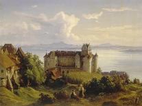 View of the Castle in Meersburg and the Lake Constance-Josef Moosbrugger-Framed Premier Image Canvas