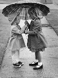 Girls Sharing an Umbrella-Josef Scaylea-Framed Premier Image Canvas