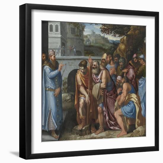 Joseph and His Brothers Par Salviati, Giuseppe (1520-1575). Oil on Wood, Size : 62X62, 1540S, Priva-Giuseppe della Porta Salviati-Framed Giclee Print