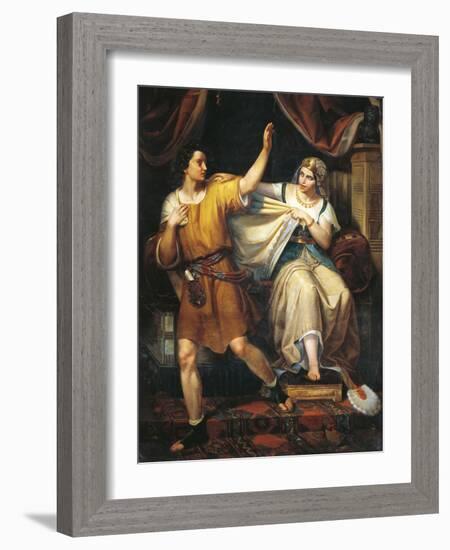 Joseph and Potiphar's Wife, 1852-Juan Urruchi-Framed Giclee Print