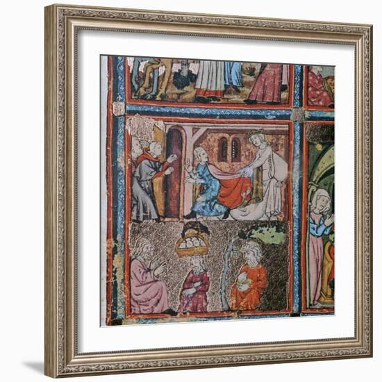 Joseph and Potiphar's wife andJoseph in prison interpreting dreams, 14th century-Unknown-Framed Giclee Print