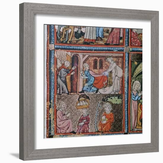 Joseph and Potiphar's wife andJoseph in prison interpreting dreams, 14th century-Unknown-Framed Giclee Print