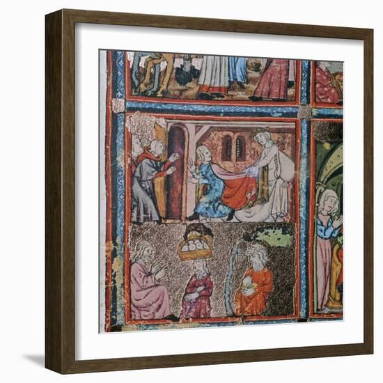 Joseph and Potiphar's wife andJoseph in prison interpreting dreams, 14th century-Unknown-Framed Giclee Print
