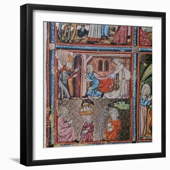 Joseph and Potiphar's wife andJoseph in prison interpreting dreams, 14th century-Unknown-Framed Giclee Print