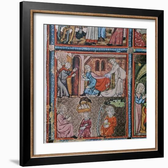 Joseph and Potiphar's wife andJoseph in prison interpreting dreams, 14th century-Unknown-Framed Giclee Print