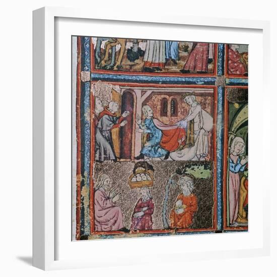 Joseph and Potiphar's wife andJoseph in prison interpreting dreams, 14th century-Unknown-Framed Giclee Print