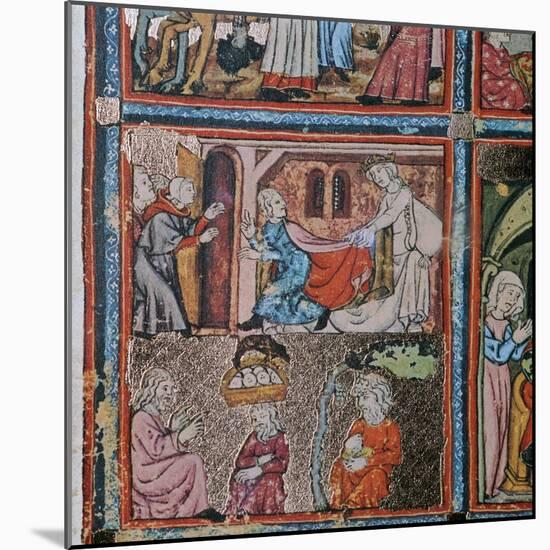 Joseph and Potiphar's wife andJoseph in prison interpreting dreams, 14th century-Unknown-Mounted Giclee Print