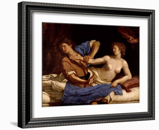 Joseph and the Wife of Potiphar, circa 1649-Guercino (Giovanni Francesco Barbieri)-Framed Giclee Print