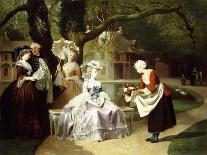 Marie Antoinette and Louis XVI in the Tuileries Garden with Madame Lambale, 1857-Joseph Caraud-Framed Giclee Print