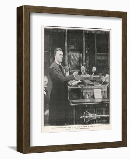 Joseph Chamberlain Liberal Politician Speaking in the House of Commons on 2 August 1901-Sidney Paget-Framed Art Print