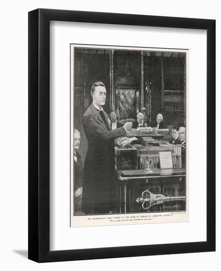 Joseph Chamberlain Liberal Politician Speaking in the House of Commons on 2 August 1901-Sidney Paget-Framed Art Print