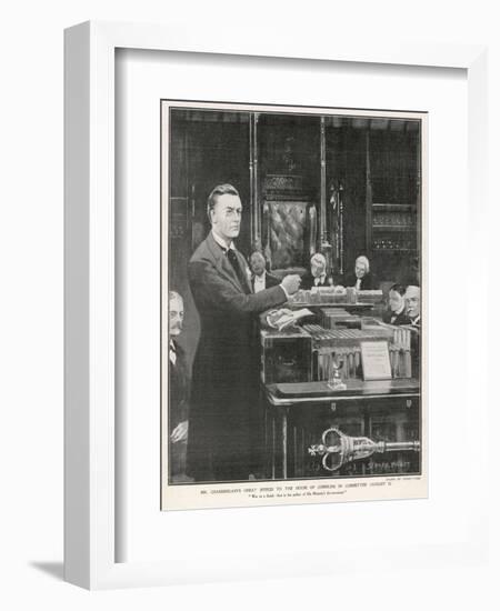 Joseph Chamberlain Liberal Politician Speaking in the House of Commons on 2 August 1901-Sidney Paget-Framed Art Print