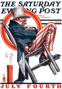 "Sleeping Uncle Sam," Saturday Evening Post Cover, July 5, 1924 by Joseph Christian Leyendecker