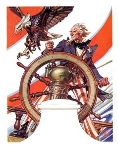 "Uncle Sam at the Helm,"July 4, 1936 by Joseph Christian Leyendecker