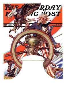 "Uncle Sam at the Helm," Saturday Evening Post Cover, July 4, 1936 by Joseph Christian Leyendecker