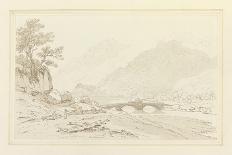 Lodore Rocks - Fall and Cottage Distance (Pen and Ink with W/C over Graphite on Wove Paper)-Joseph Farington-Giclee Print