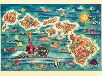 The Dole Map of the Hawaiian Islands - Vintage Pictorial Map, 1950s-Joseph Fehér-Framed Art Print