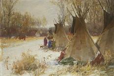 Indian Camp in the Snow-Joseph Henry Sharp-Framed Giclee Print