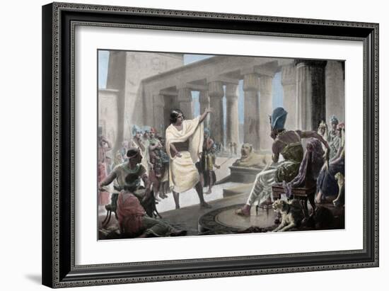 Joseph Interpreting the Pharaoh's Dream. Genesis 41:25-26. 19th Century. Coloured-null-Framed Giclee Print