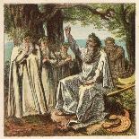 Druid Priests of Ancient Britain in Contemplative Mood in a Forest-Joseph Kronheim-Framed Art Print