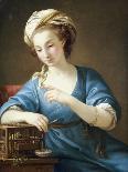 A Young Woman in Turkish Costume Seated Playing with a Cage-Bird, 1766-Joseph Marie Vien-Giclee Print
