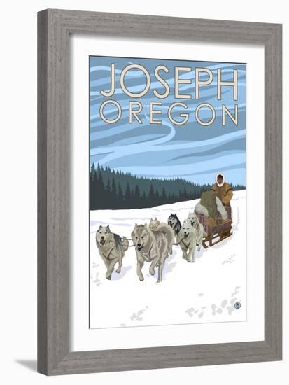 Joseph, Oregon - Dog Sled Scene-Lantern Press-Framed Art Print