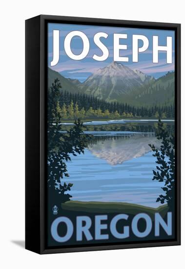 Joseph, Oregon - Lake and Mountain View-Lantern Press-Framed Stretched Canvas