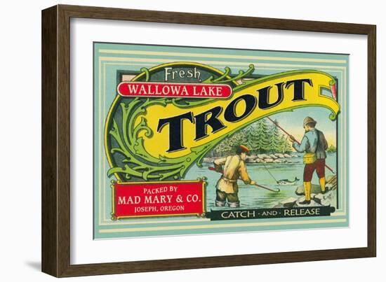 Joseph, Oregon - Wallowa Lake Trout Label-Lantern Press-Framed Art Print