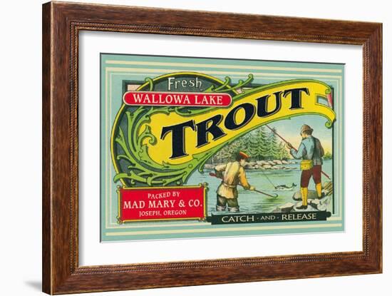 Joseph, Oregon - Wallowa Lake Trout Label-Lantern Press-Framed Art Print