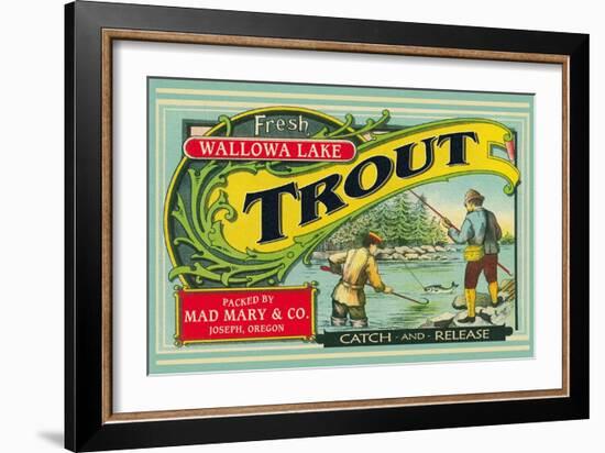 Joseph, Oregon - Wallowa Lake Trout Label-Lantern Press-Framed Art Print