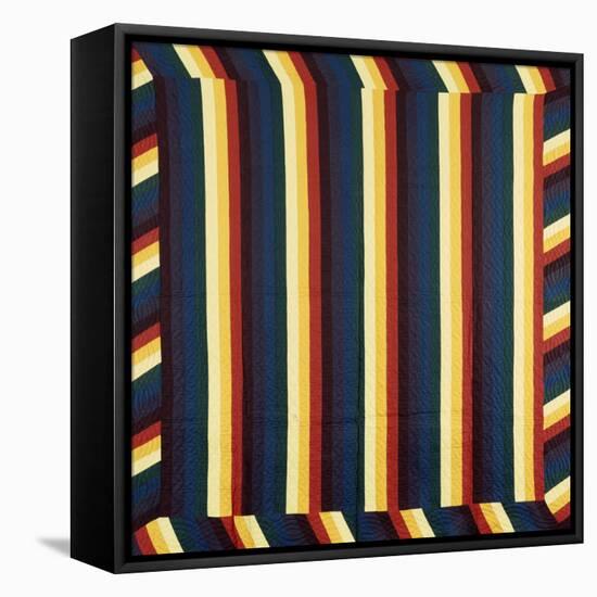 Joseph's Coat-Of-Many-Colours Patterned Coverlet, Pieced and Quilted Cotton, Circa 1890-null-Framed Premier Image Canvas