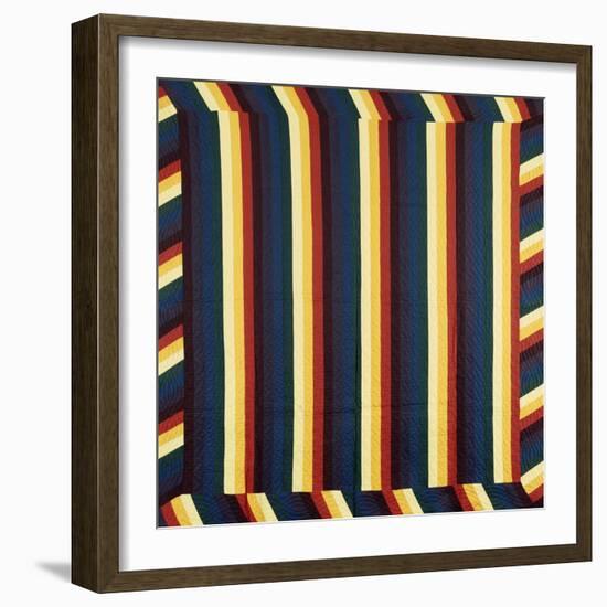 Joseph's Coat-Of-Many-Colours Patterned Coverlet, Pieced and Quilted Cotton, Circa 1890-null-Framed Giclee Print