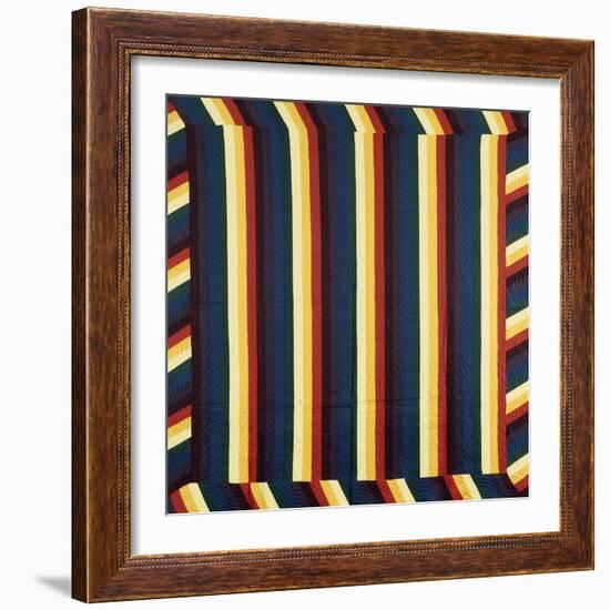 Joseph's Coat-Of-Many-Colours Patterned Coverlet, Pieced and Quilted Cotton, Circa 1890-null-Framed Giclee Print