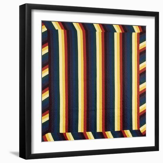 Joseph's Coat-Of-Many-Colours Patterned Coverlet, Pieced and Quilted Cotton, Circa 1890-null-Framed Giclee Print