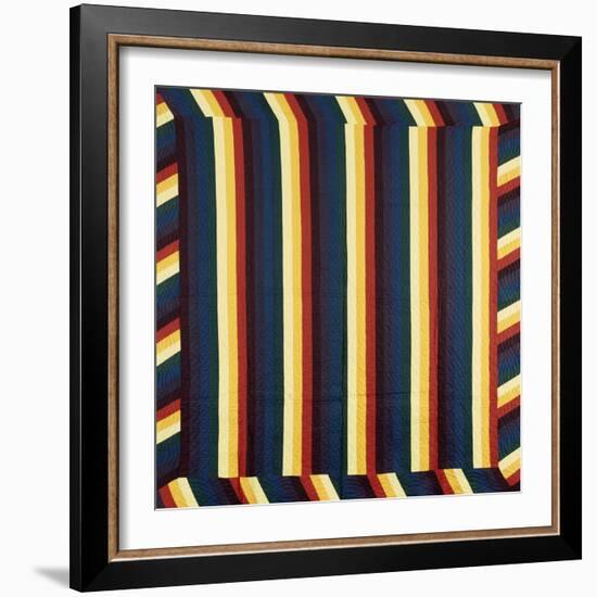 Joseph's Coat-Of-Many-Colours Patterned Coverlet, Pieced and Quilted Cotton, Circa 1890-null-Framed Giclee Print