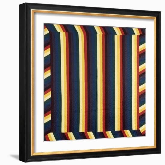 Joseph's Coat-Of-Many-Colours Patterned Coverlet, Pieced and Quilted Cotton, Circa 1890-null-Framed Giclee Print