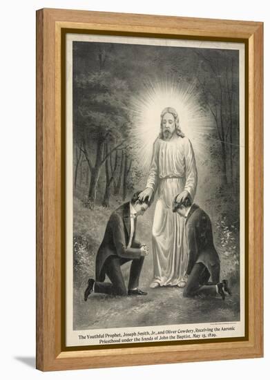 Joseph Smith and Oliver Cowdery Receiving the Aaronic Priesthood-null-Framed Premier Image Canvas