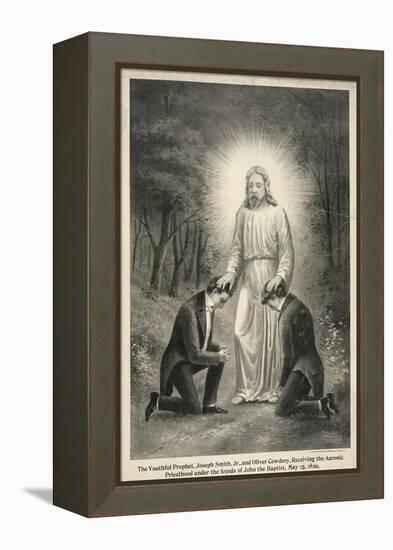 Joseph Smith and Oliver Cowdery Receiving the Aaronic Priesthood-null-Framed Premier Image Canvas