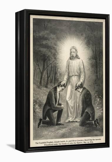 Joseph Smith and Oliver Cowdery Receiving the Aaronic Priesthood-null-Framed Premier Image Canvas