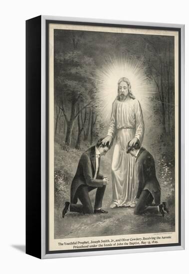 Joseph Smith and Oliver Cowdery Receiving the Aaronic Priesthood-null-Framed Premier Image Canvas