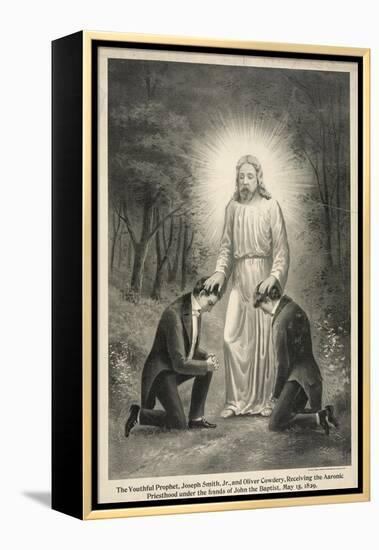 Joseph Smith and Oliver Cowdery Receiving the Aaronic Priesthood-null-Framed Premier Image Canvas