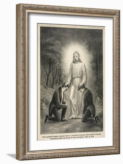 Joseph Smith and Oliver Cowdery Receiving the Aaronic Priesthood-null-Framed Giclee Print